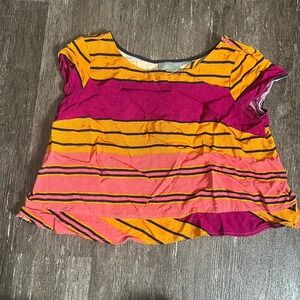 Maeve Women's Size 6 Multicolor Short Sleeve Top Blouse Short Sleeve Open Back